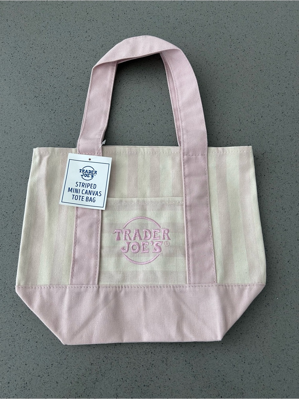 Trader Joe's Pink Striped Mini Canvas Tote